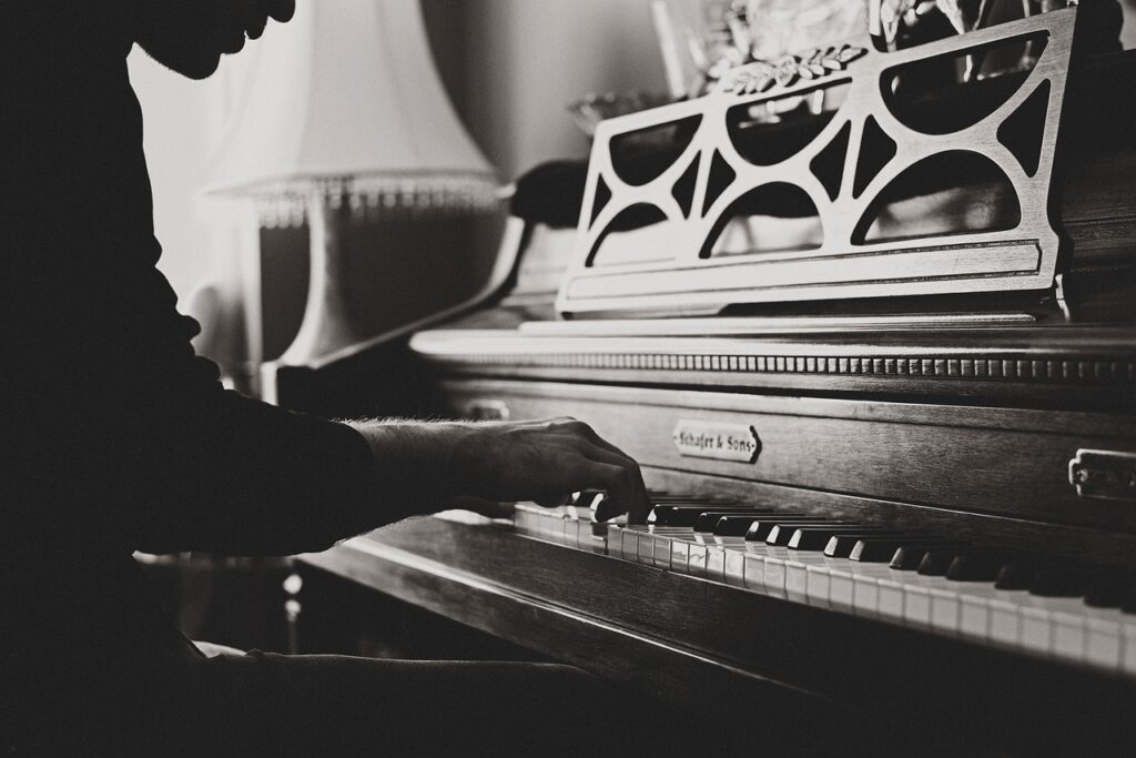 piano, classical music, piano player, pianist, man, music, musical instrument, musician, person, melody, monochrome, black and white, piano, piano, piano, piano, piano, music